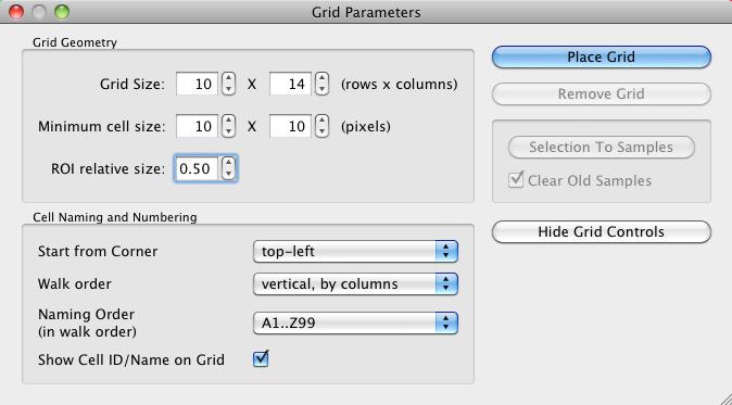 RawDigger Grid Parameters Menu