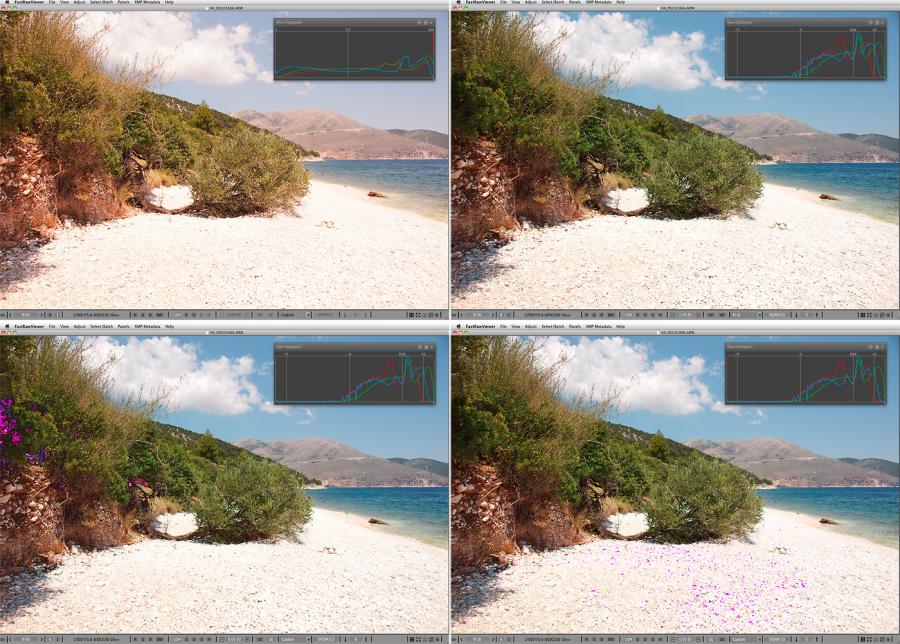 FastRawViewer. Beach at noon. False clipping in highlights