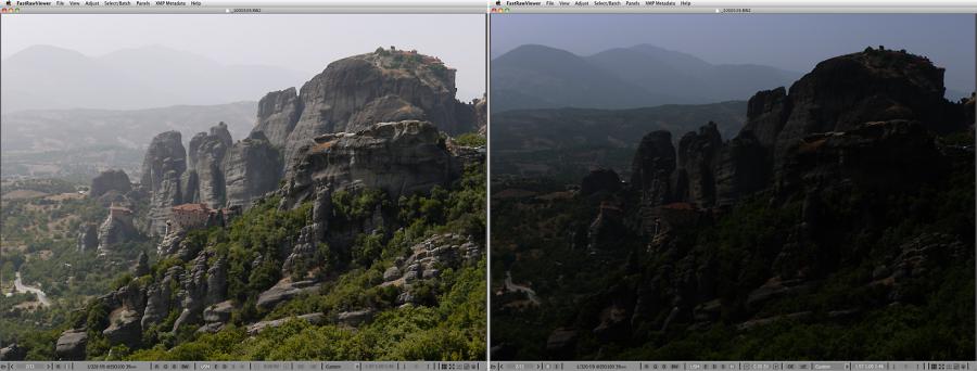 FastRawViewer. Meteora hills. Highlight Inspection