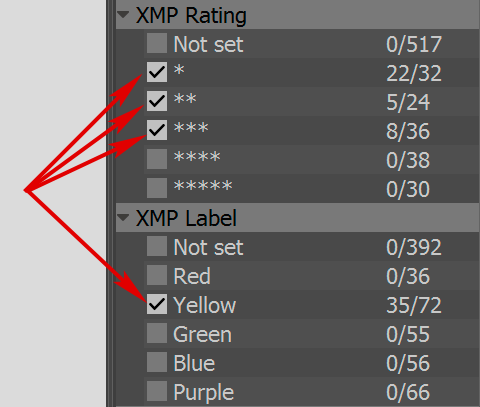 FastRawViewer 1.4 Sorting XMP Rating and Labels