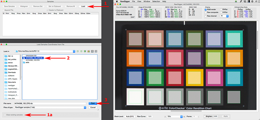 RawDigger 1.3. Load Samples Coordinates