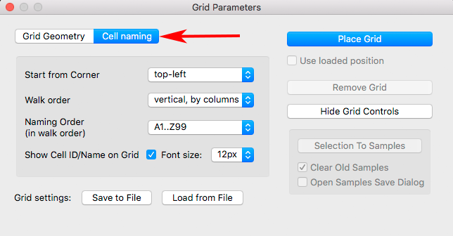 RawDigger 1.4. Cell Naming tab