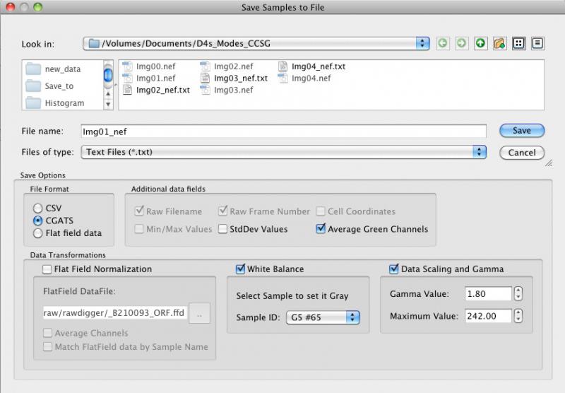 RawDigger Save Device Data