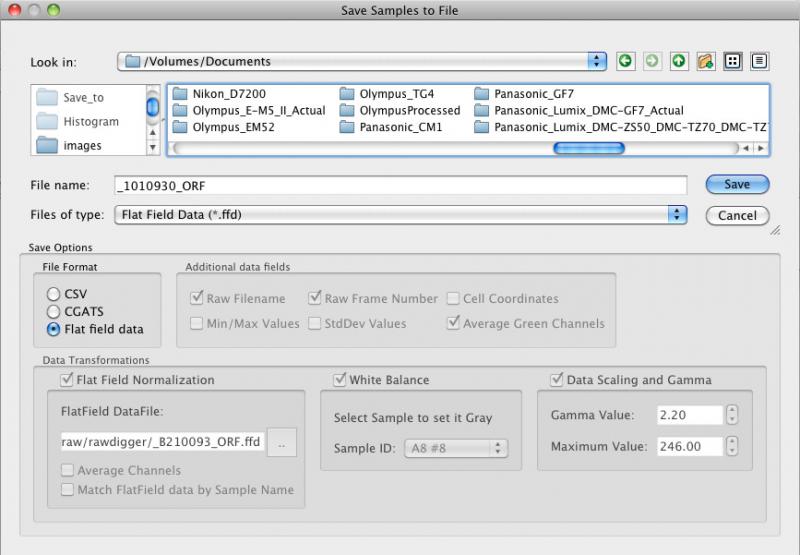 RawDigger Save Flat Field