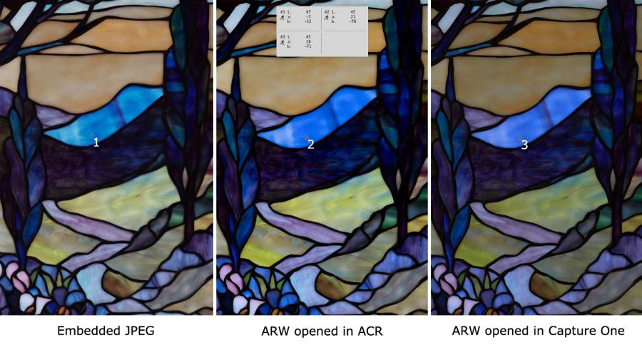 SONY a6500: embedded JPEG vs. ACR render vs. Capture One render