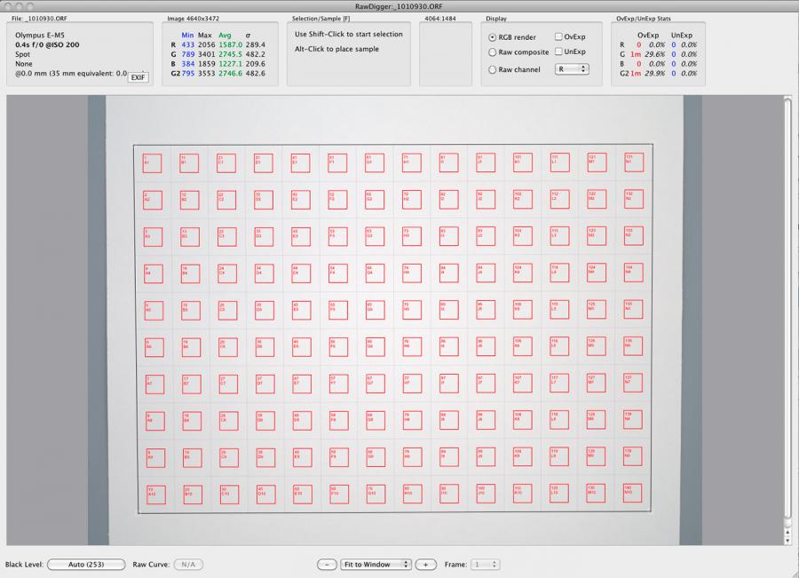 RawDigger Flat Field with Grid