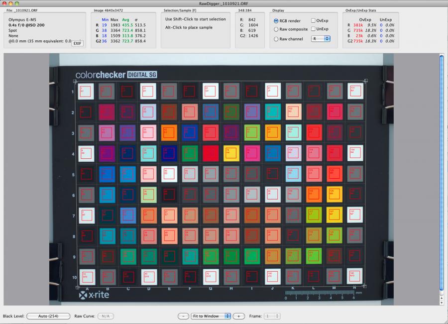 RawDigger Target with Grid Placed