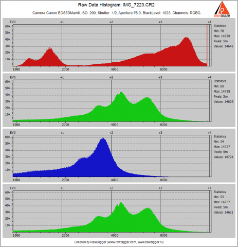 Rawdigger. Raw Histogram